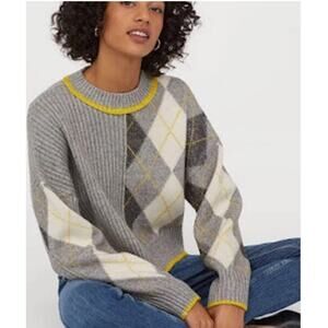 PRINGLE of Scotland x H&M Argyle Ribbed Sweater Size small Wool Blend